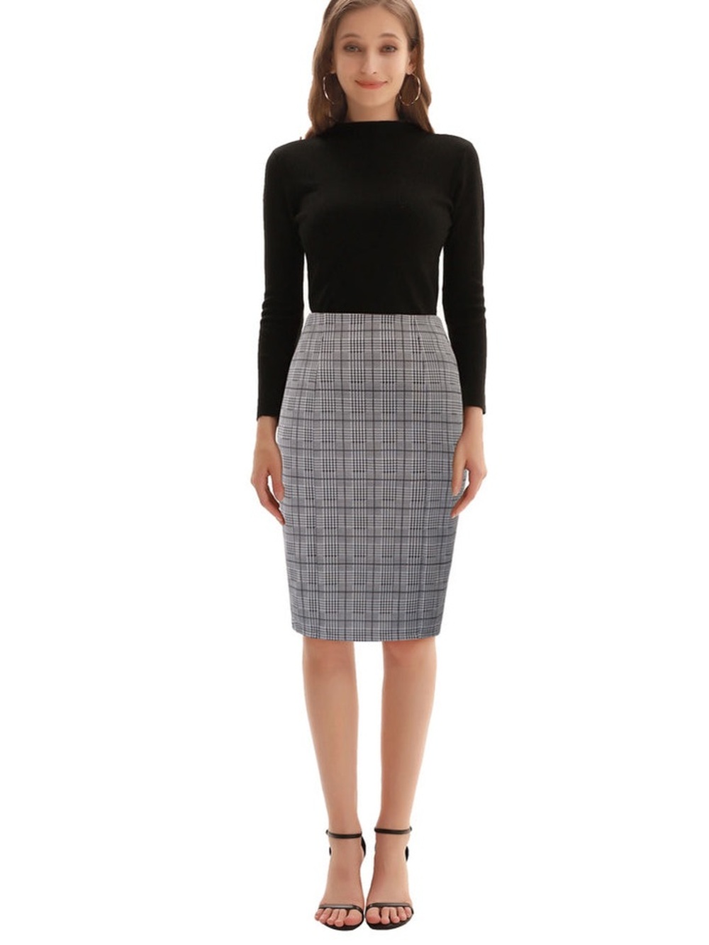3/$25*JH Collectibles Black & Gray Glen Check Pencil Skirt 8